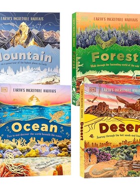 DK精品 不可思议地球栖息地系列4册 英文原版海洋沙漠森林 Ocean Desert Forest 儿童科普绘本 自然科学知识百科全彩插图读物 精装
