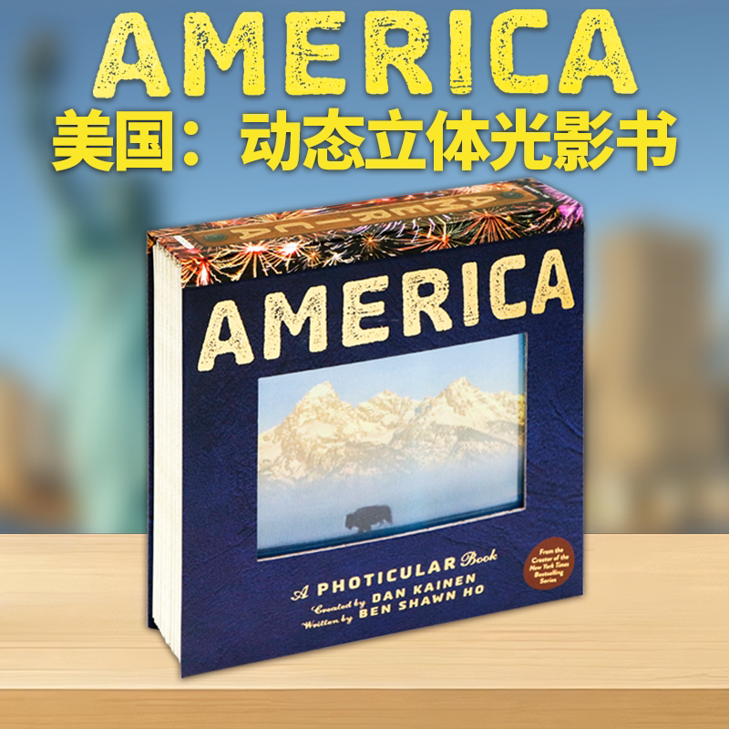 光与影视觉3D动画书 英文原版绘本 America 美国 动态立体光影书 光栅动态立体绘本 250 周年纪念版 启蒙科普读物 精装收藏版