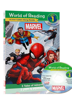 进口英文原版正版World of Reading Marvel 3-in-1 Listen-Along Reader 3合1 分级阅读 level 1 迪士尼漫威3个故事 带cd