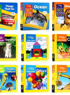 100元4件 National geographic kids 美国国家地理低幼版启蒙纸板书Look and Learn儿童小百科英文原版科普书籍恐龙/海洋/天气太空