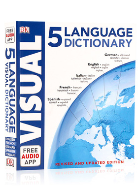 进口英文原版DK 5种语言视觉图解词典 5 Language Visual Dictionary 德语法语英语意大利西班牙语5种语言图解词典 语言学习工具书