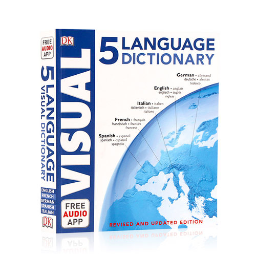 进口英文原版DK 5种语言视觉图解词典 5 Language Visual Dictionary 德语法语英语意大利西班牙语5种语言图解词典 语言学习工具书