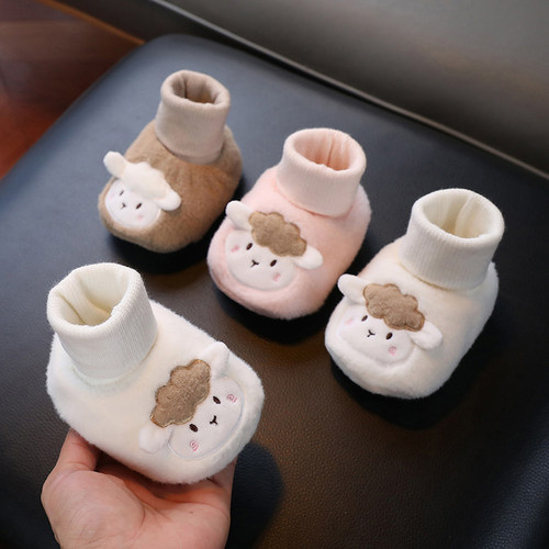 婴儿鞋子棉鞋冬季加绒保暖新生儿鞋袜软底步前鞋01岁6-12个月卡通