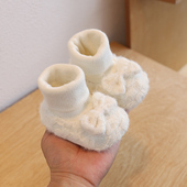 12个月9秋冬季 婴儿鞋 加绒软底脚套6 袜女宝宝1岁蕾丝花边公主鞋