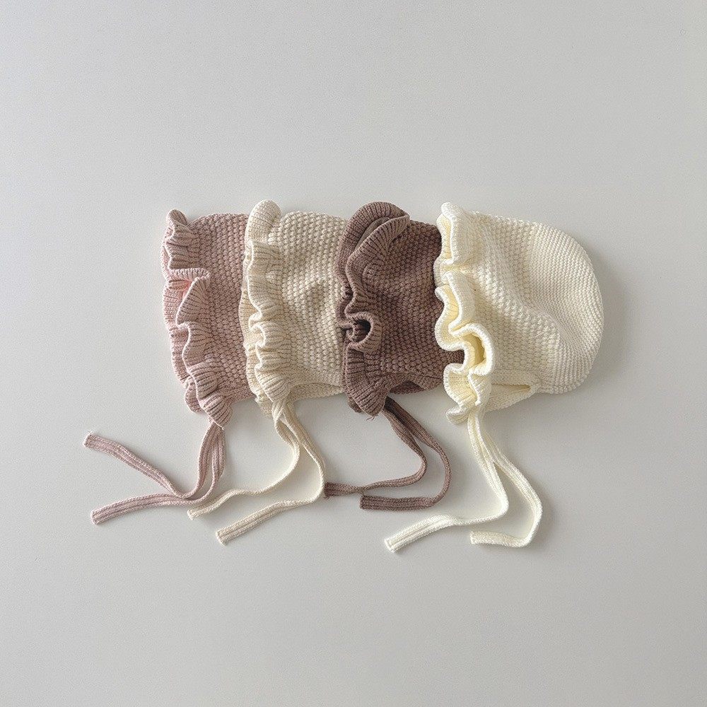 婴儿帽子秋冬季新款荷叶边针织帽