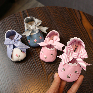 学步防脱不掉鞋 春秋季 婴儿鞋 软底鞋 12个月一岁 女宝宝公主鞋