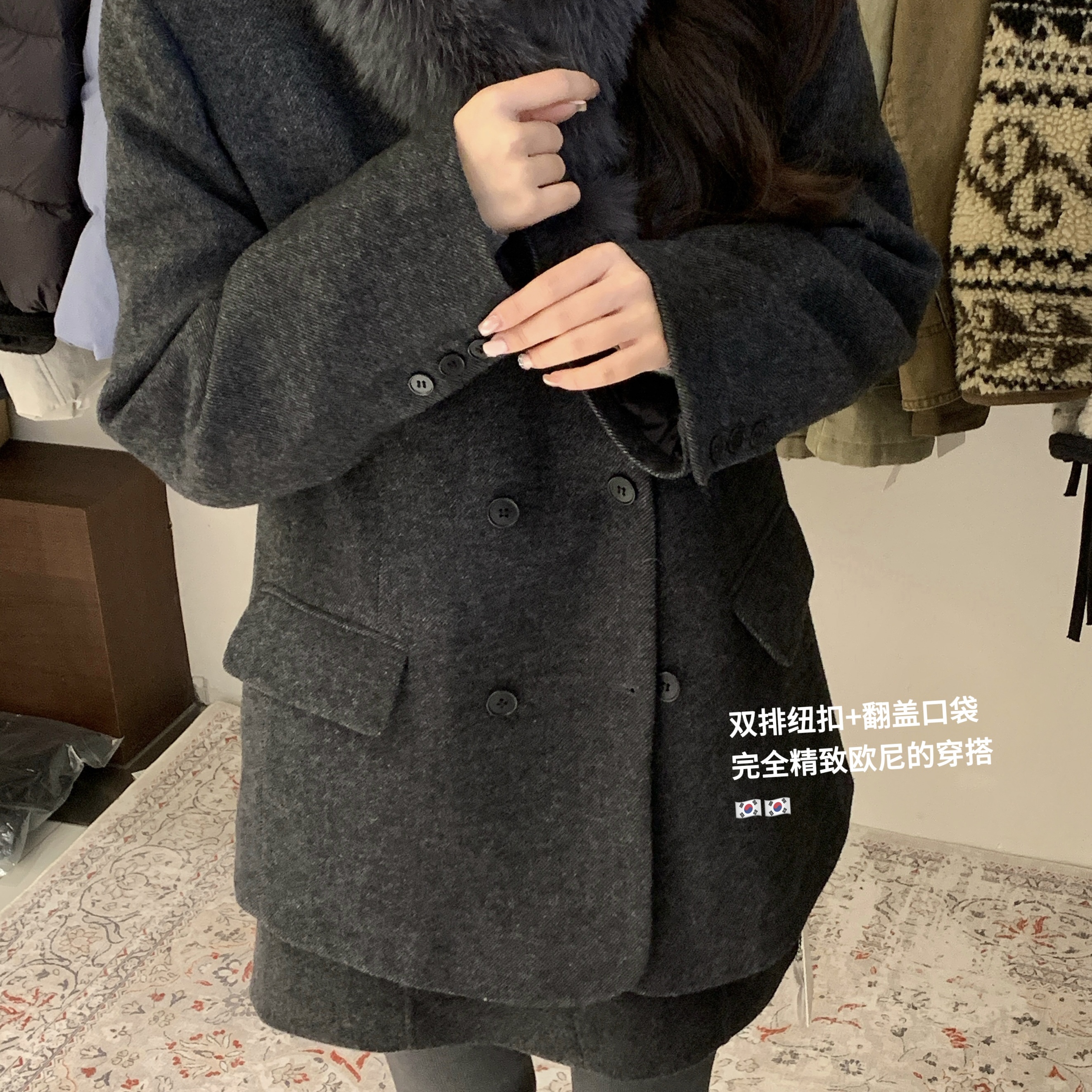 多多厚羽绒保暖年货款保暖羽绒服外套(配可拆卸环保毛毛领)f5300