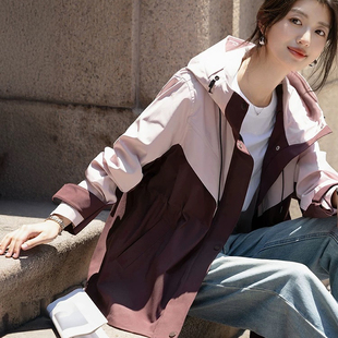 多多撞色拼接连帽宽松保暖羽绒服外套LK601