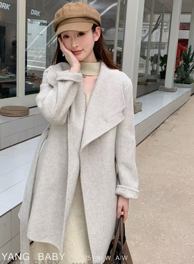 多多店长正肩气质显瘦双面羊毛外套(配腰带)（含100澳毛）26328