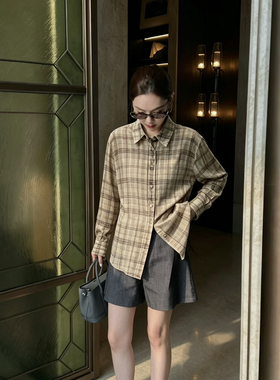 多多设计26夏上新设计款高品时尚百搭休闲气质格纹防晒透气苎