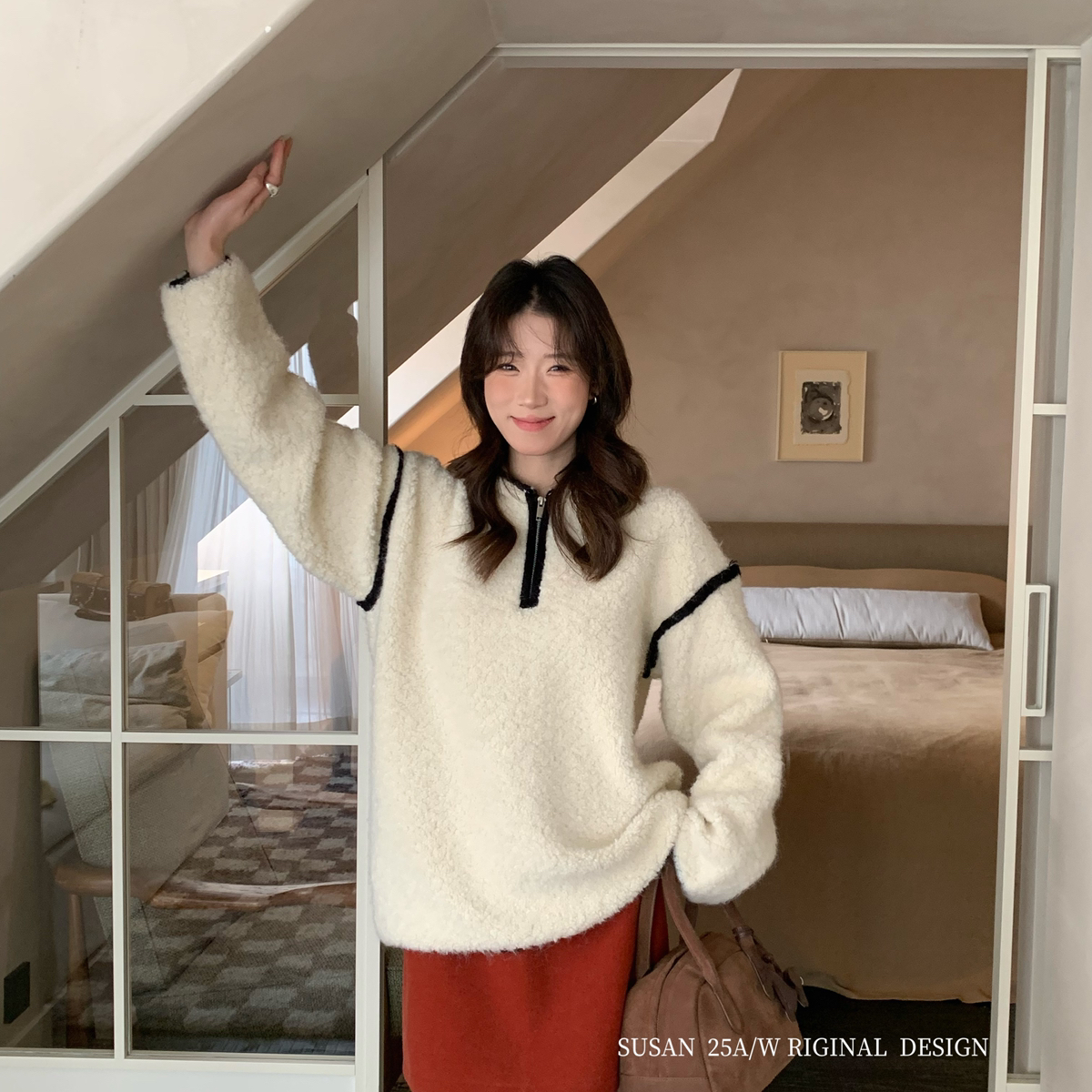 多多日常首选韩风秋冬加厚连帽设计感毛衣1785s