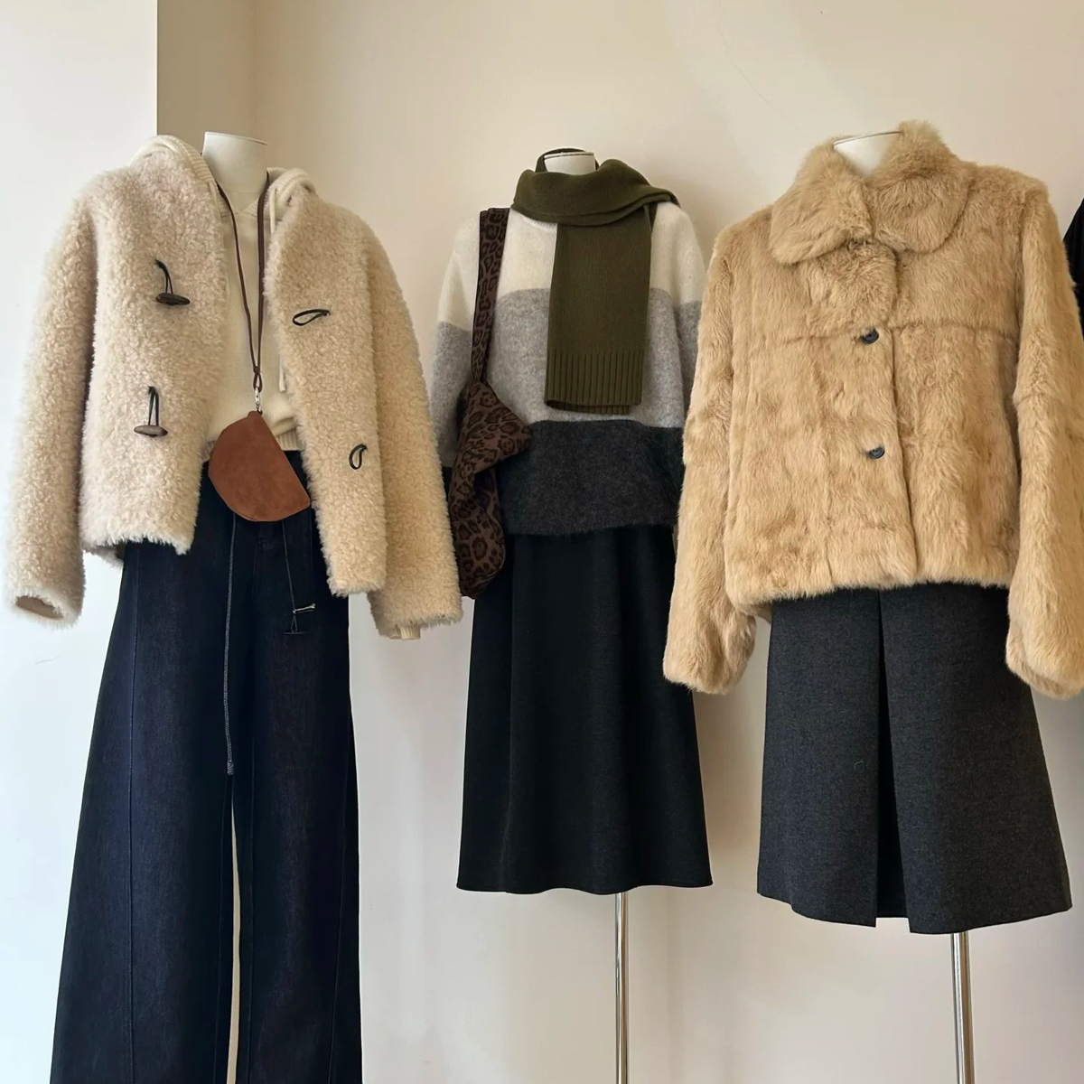 多多上新韩系V领牛角扣简约百搭短款羊毛外套（含100羊毛）HU-552