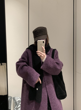 多多人大气百搭长款羊毛外套(配不配围巾)(含10羊驼毛)111910BB