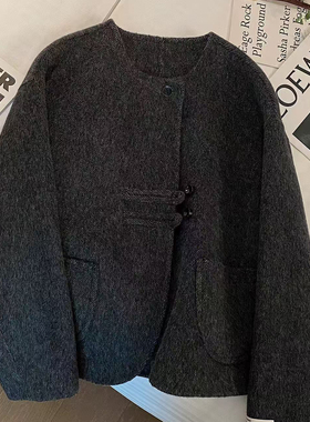 多多简约设计小香风羊毛外套（含70.2羊毛）a76321