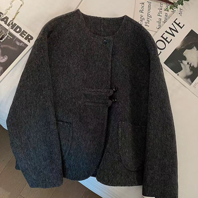 多多简约设计小香风羊毛外套（含70.2羊毛）a76321