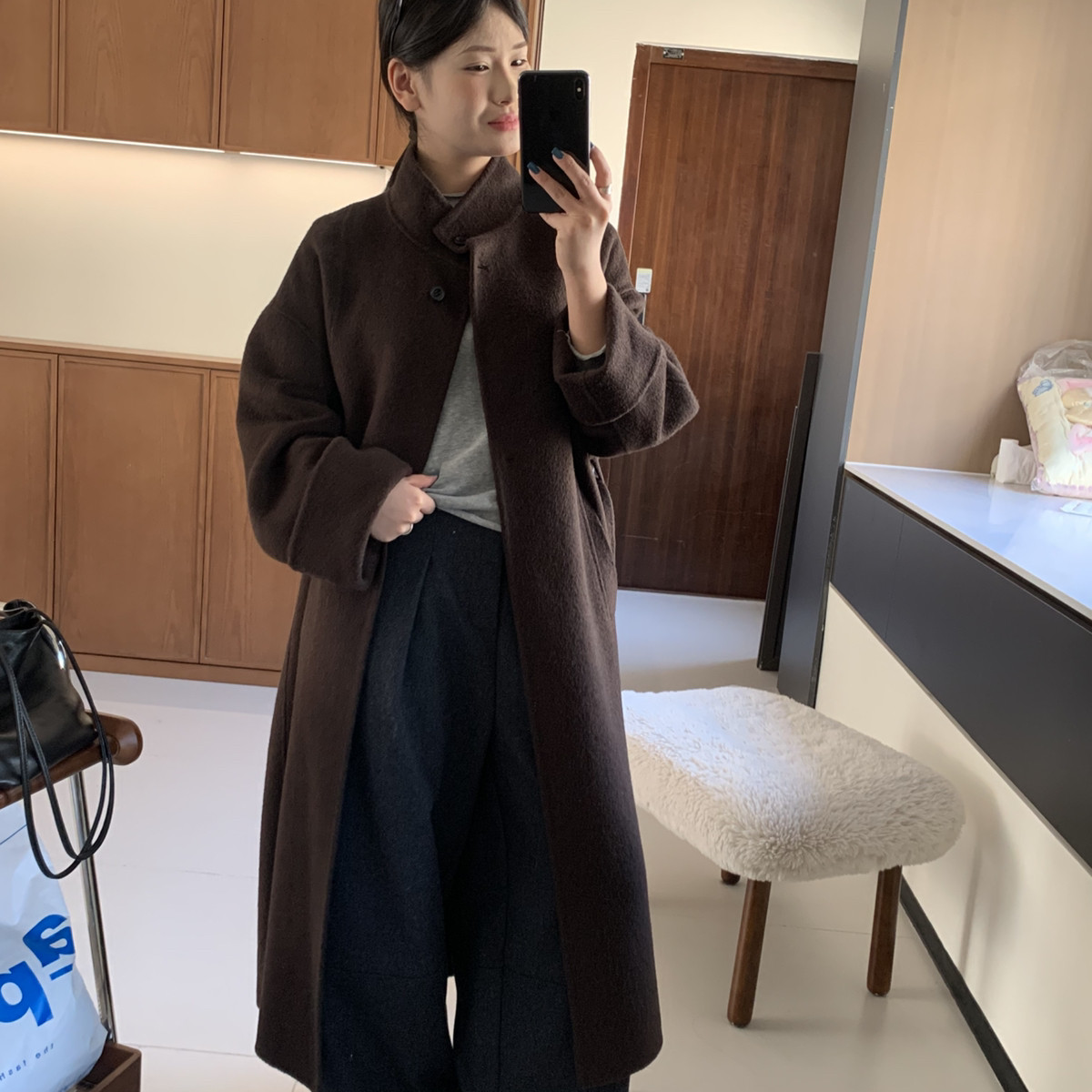 多多休闲百搭立领单排扣宽松羊毛外套(配腰带)（含89.9澳毛）S11,女装/女士精品,羽绒服,淘宝优惠券,粉丝福利购,淘宝优惠卷