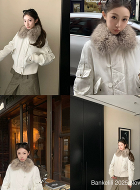 多多毛）夹克羽绒服外套羽绒服(配毛领狐狸毛真毛可拆卸)Y8338