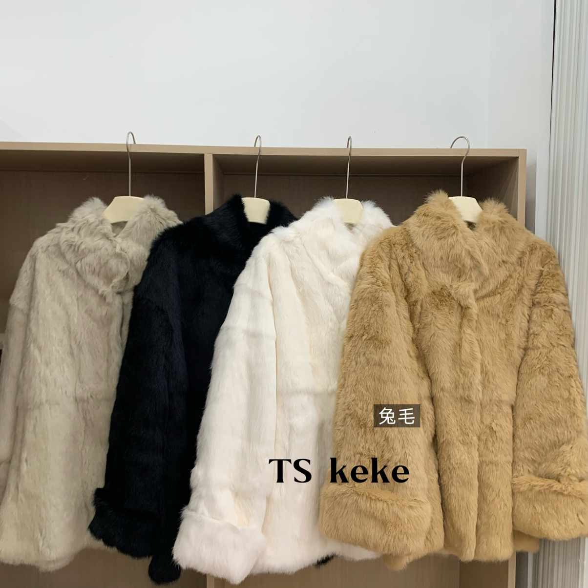 多多立领暗门襟保暖皮草外套（含100兔毛）(100兔毛)PJmd23988