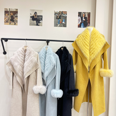 多多小众设计毛大翻领羊毛外套(配腰带)（含100羊毛）SX2590