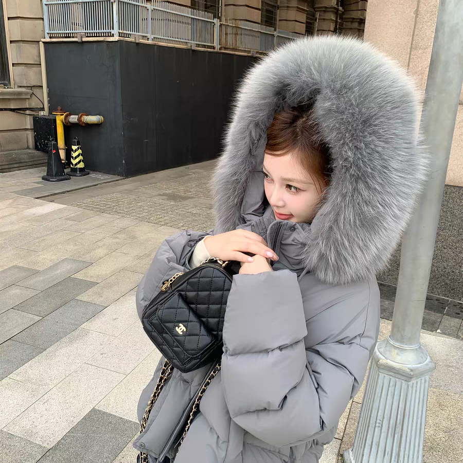 多多尚百搭休闲显瘦气质保暖羽绒服外套(配可拆真狐狸毛领)d1288