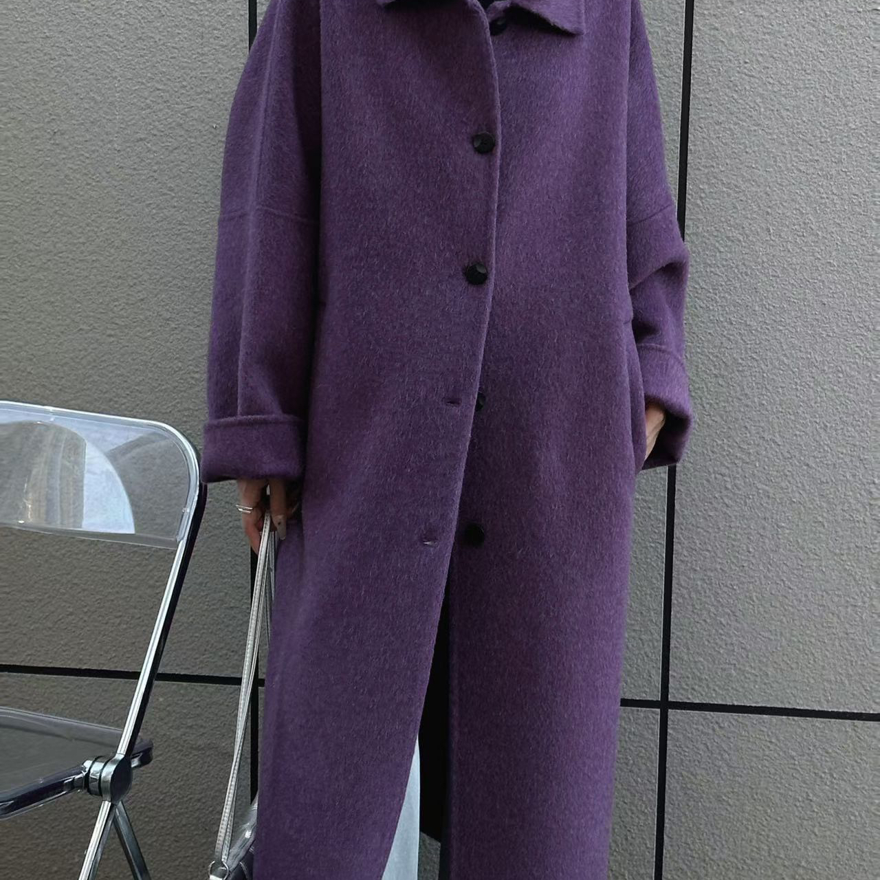 多多小众装新款韩版宽松高端羊毛呢羊毛外套(含80澳毛)KSM81