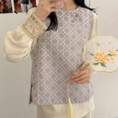 多多 学26年夏款新中式高级感提花国风马甲～补单款马甲332GF6607