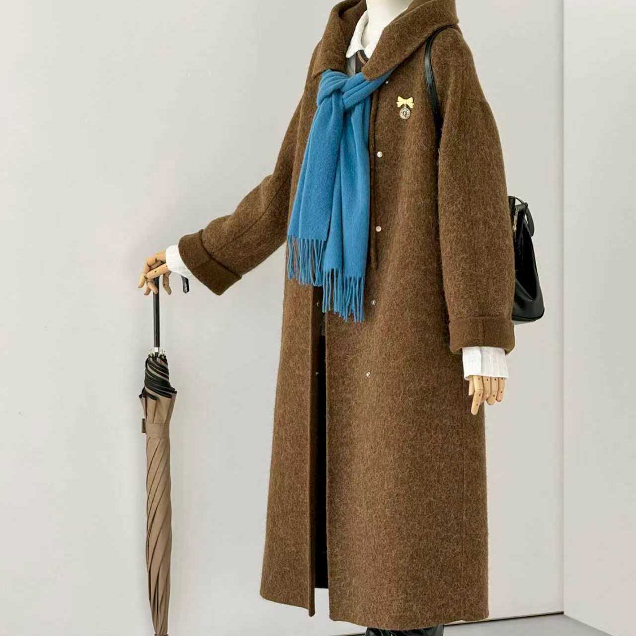 多多显白通勤羊毛大衣女秋冬新羊毛外套(含10羊驼毛)XRHQ072