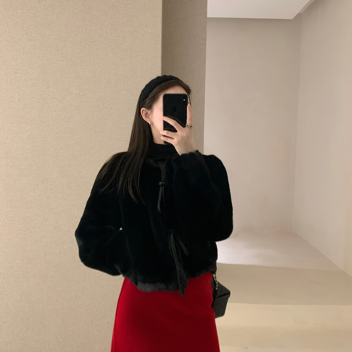 多多精致小女人氛围感系带设计毛毛短外套PSO7123