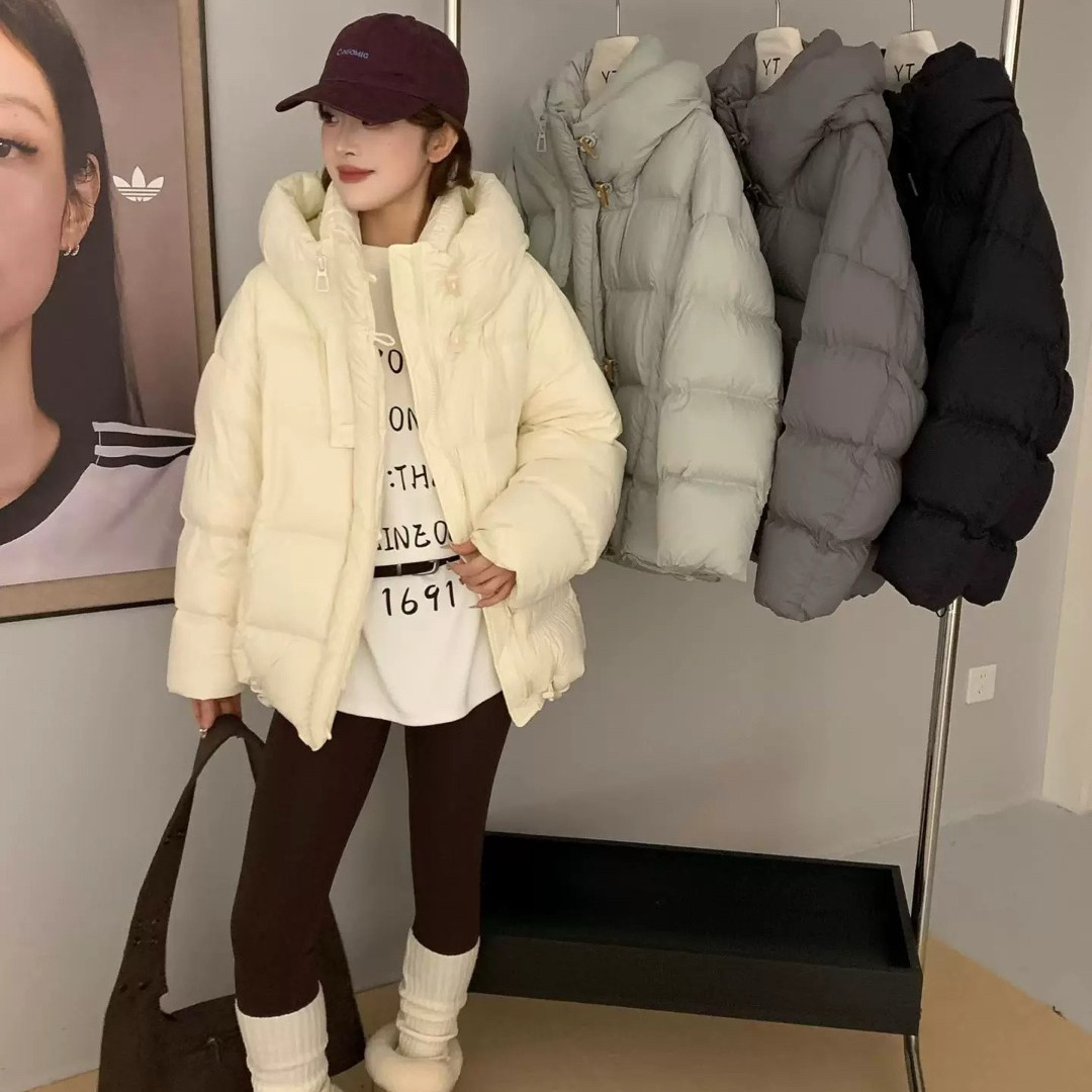 多多冬上新设计感简约连帽宽松时尚休闲保暖棉服外套YS9-97661