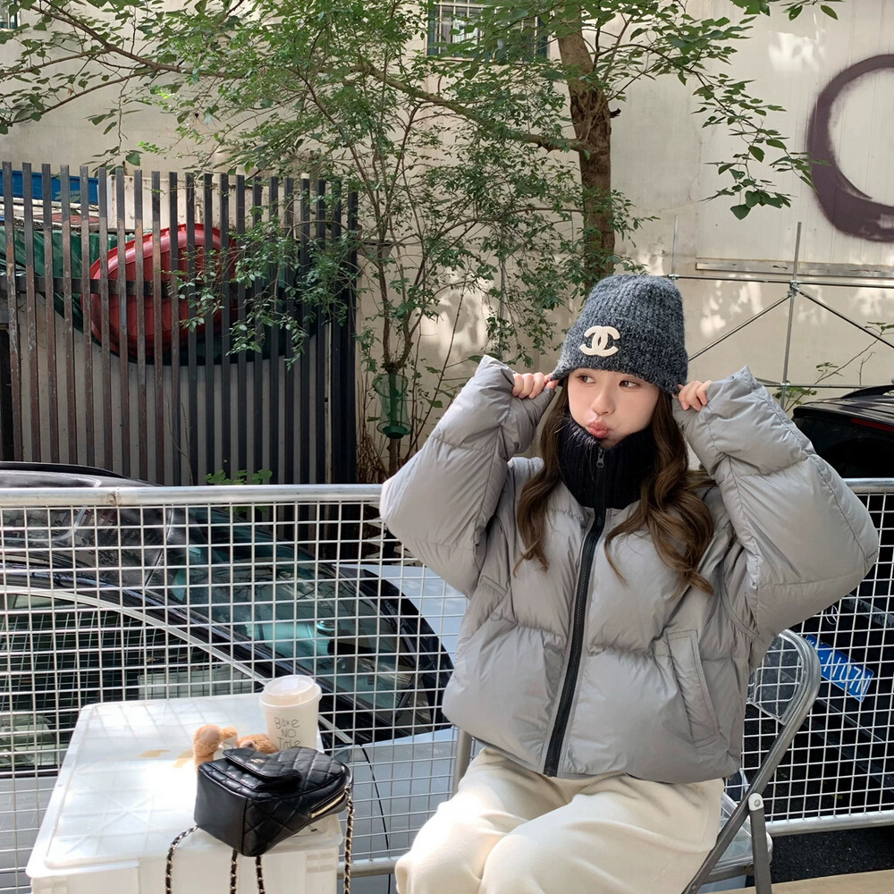 多多冬上新拼色百搭高领拉链宽松保暖羽绒服外套863