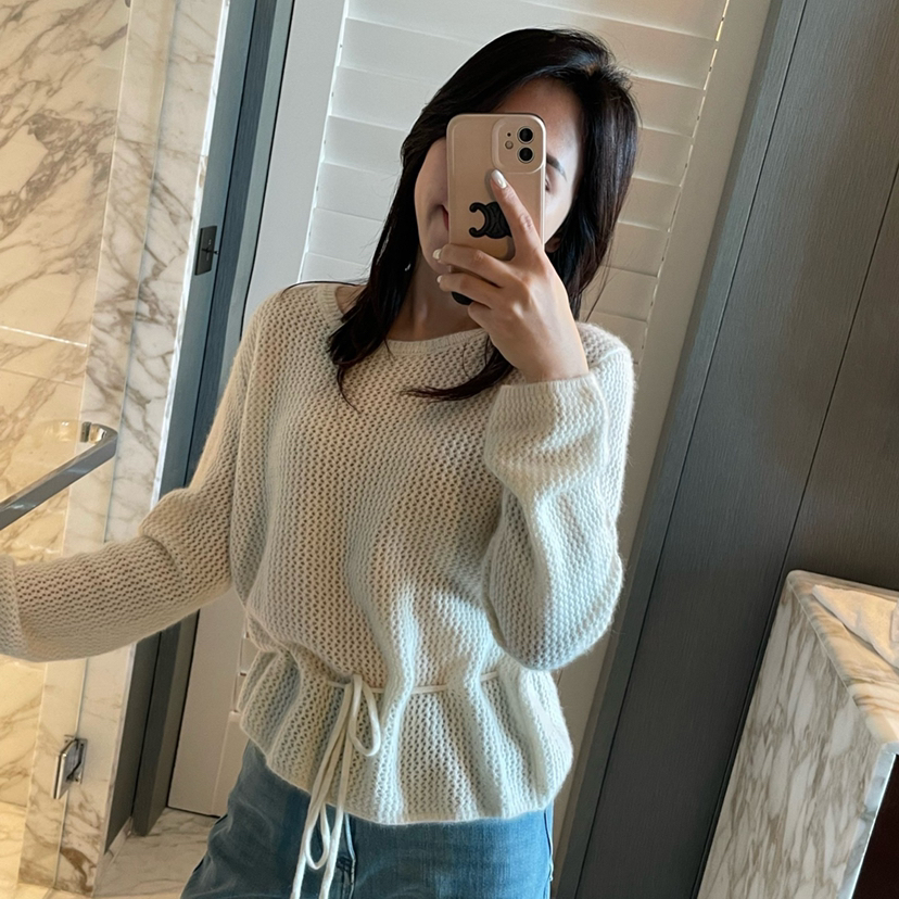 多多空舒适百搭显瘦羊绒衫(配腰绳)（含10羊绒）(羊毛90)XA716140