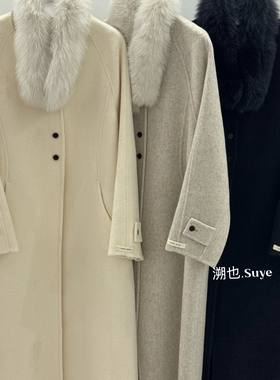 多多设计款宽松羊毛外套(配可拆卸狐狸毛)（含100羊毛）PSws26098