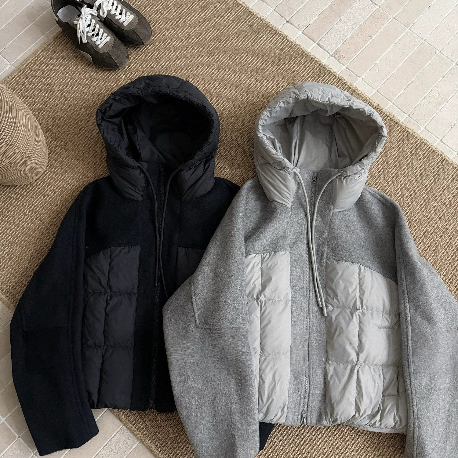 多多店绒拼接羊毛连帽羽绒服女韩系冬季保暖羽绒服外套250929621X