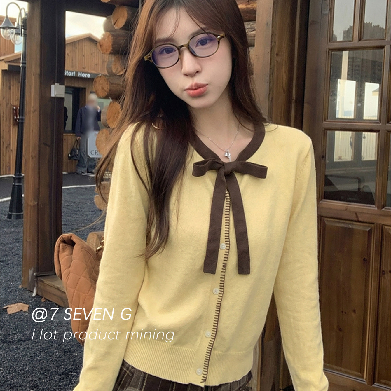 7 SEVEN G-系带圆领女士开襟衫甜美可爱上衣针织开衫多M3M01347（