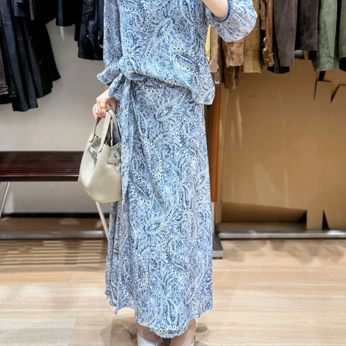 多多式真丝桑蚕丝气质印花连衣裙气质显瘦宽松长裙连衣裙YN11421