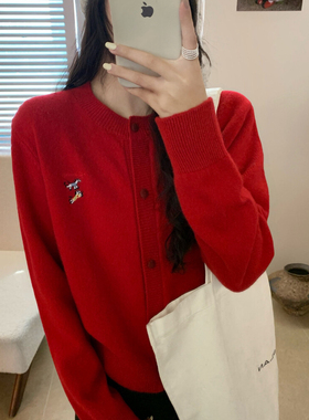 多多小众设计图案减龄宽松百搭保暖毛衣（含100羊毛）多YC-12162