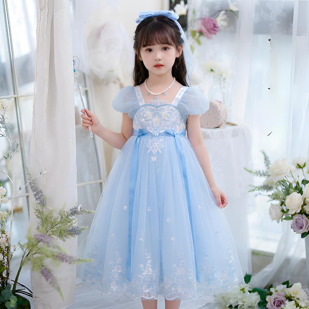 冰雪奇缘爱莎公主裙女童汉服2026新款夏季艾莎生日礼服儿童连衣裙
