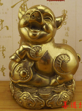 铜猪纯铜猪黄铜金钱猪十二生肖猪招财纳福猪铜饰品摆件工艺品摆设