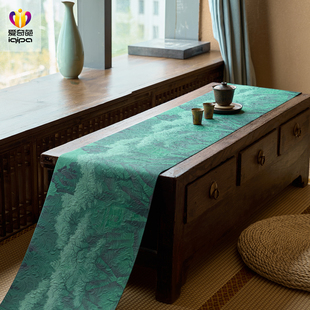 爱奇葩 设计原创花见幽谷防水茶席茶桌垫布桌旗轻奢高端斗柜盖布