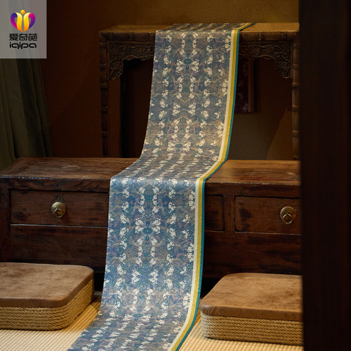 爱奇葩 原创设计联名蝶问桌旗轻奢高端茶桌垫布防水茶席餐桌旗布