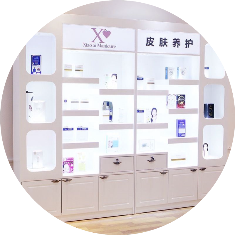 化妆品柜子展示柜带灯箱彩妆柜台护肤品柜子美容院产品展示柜展柜