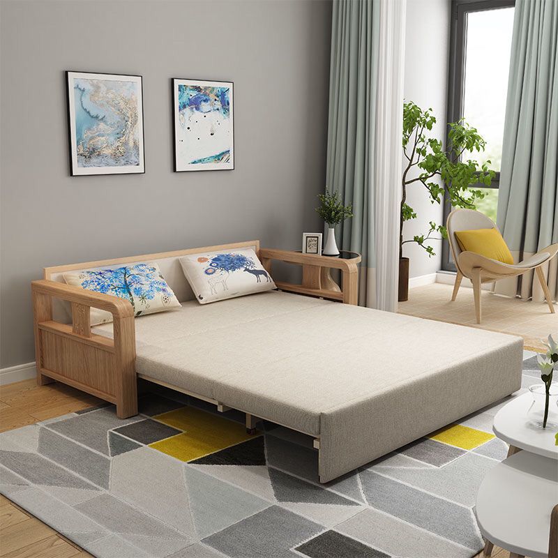 实木沙发床可折叠客厅小户型单双人布艺坐卧两用伸缩多功能经济型