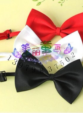 2025男女童韩版儿童成人领结领带黑色红色学生表演用纯色领花团购