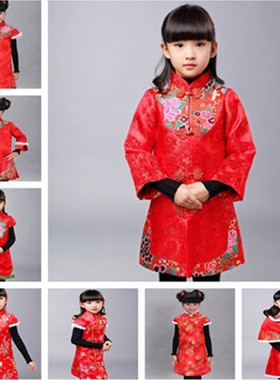 儿童唐2025年新款中国风红色连衣裙宝宝秋冬款长袖公主裙女童旗袍