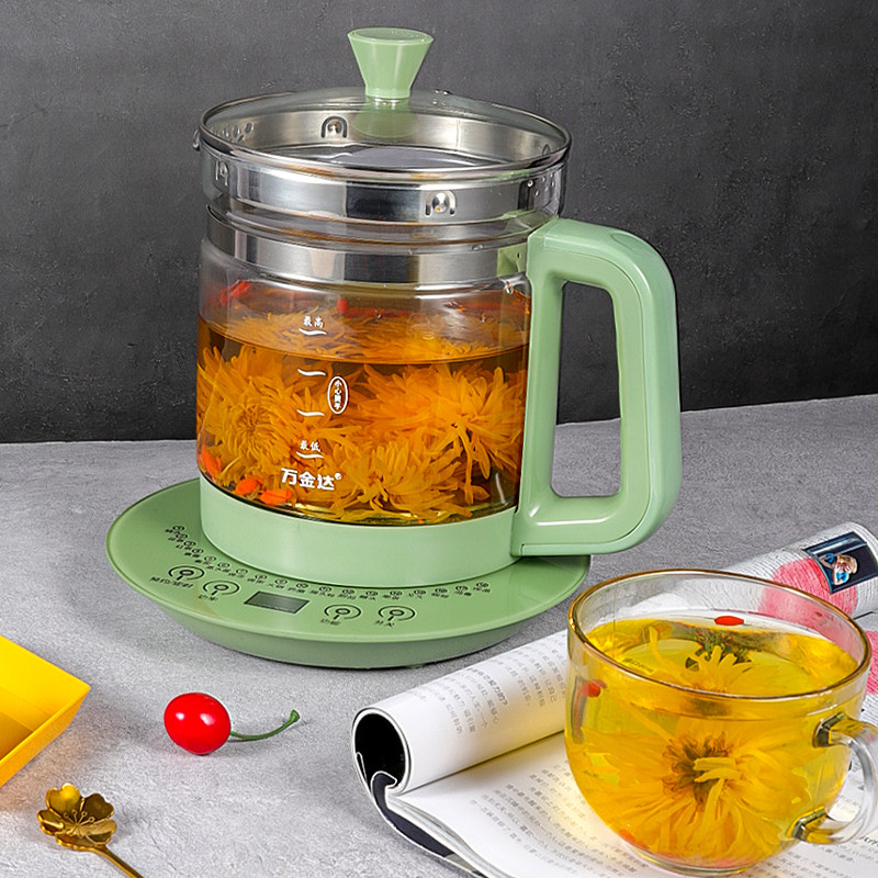 万利达养生壶家用全自动多功能电热烧水玻璃花茶壶黑茶壶煮茶器煲