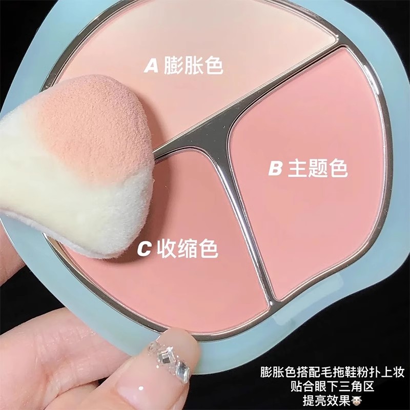 三色腮红盘2025新款正品裸妆自然哑光提亮脸部胭脂高光修容三合一