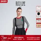 绵羊毛 Ruco Line如卡莱条纹针织衫 女士修身 针织上衣简约