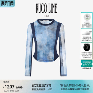 薄弹性长袖 Ruco 中国风短款 秋冬新款 打底上衣女 Line如卡莱
