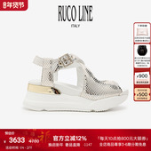 女6cm增高鞋 Line如卡莱25春夏真皮蛇纹羊皮凉鞋 线上专享 Ruco