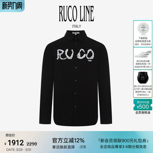 字母印花长袖 Ruco 黑色男衬衫 秋冬新款 上衣 Line如卡莱